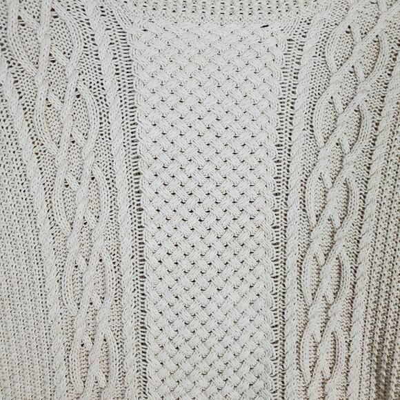 Jeanne Pierre Cable Knit Cowl Neck Cream Sweater Size Medium - Picture 5 of 6